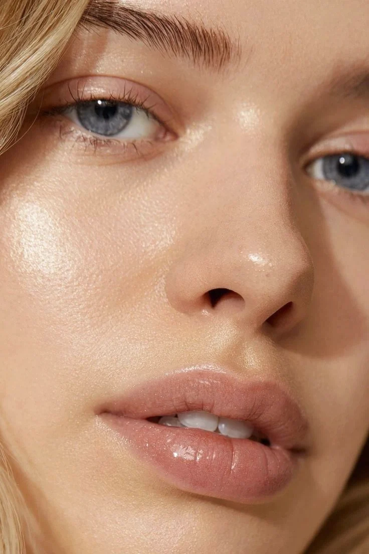 Editorial — retrato de labios y mirada, rejuvenecimiento facial